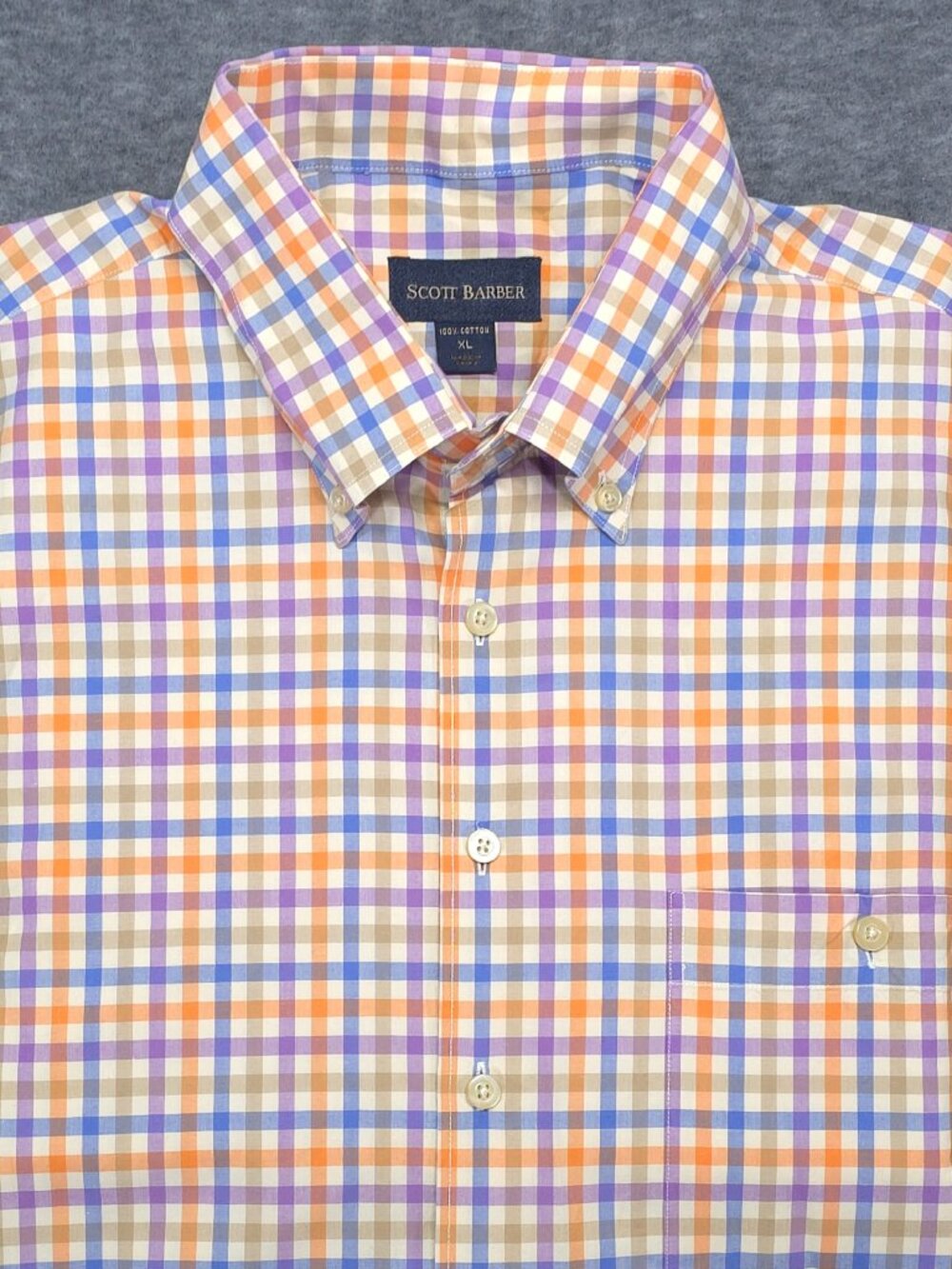 Scott Barber Plaid Button Down Shirt XL Multicolor Cotton
